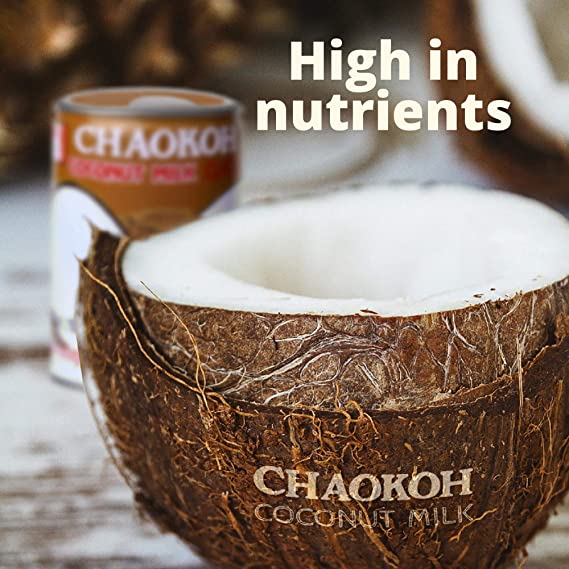 Chaokoh Coconut Milk Unsweetened 6 Pack - Premium, Canned Coconut Milk, Lactose Free, Non Dairy Vegan Milk - for Curries, Drinks, Desserts, & More (13.5 oz per Can)