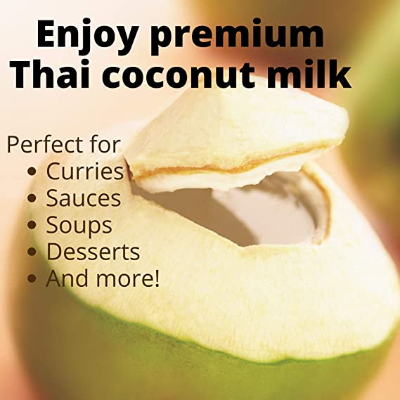 Chaokoh Coconut Milk Unsweetened 6 Pack - Premium, Canned Coconut Milk, Lactose Free, Non Dairy Vegan Milk - for Curries, Drinks, Desserts, & More (13.5 oz per Can)