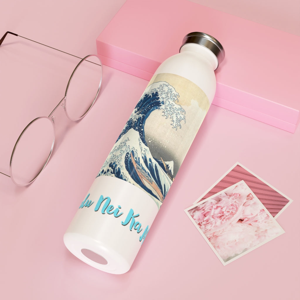 Wave Design Slim Water Bottle (Ke Nalu Nei Ka Moana)