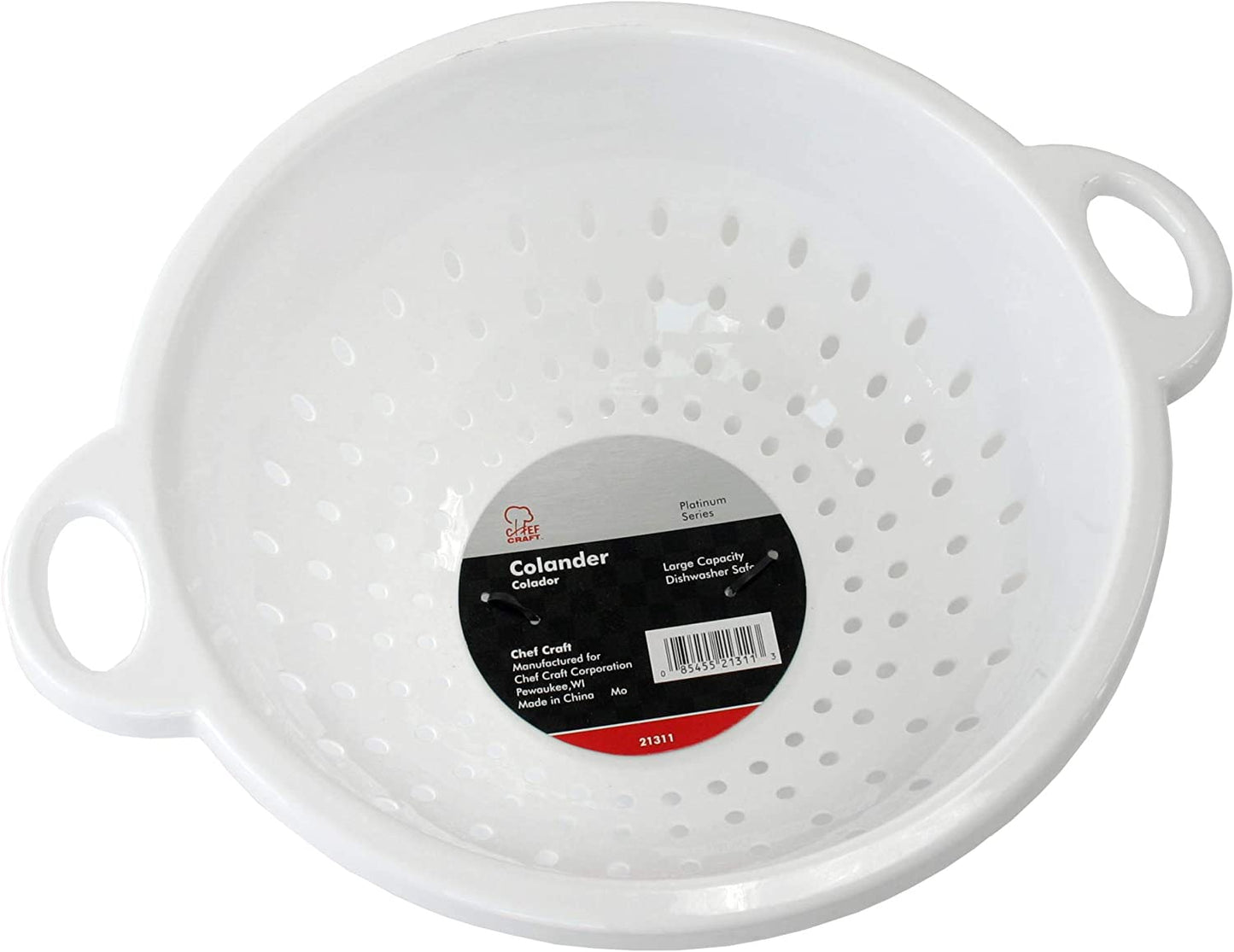 Chef Craft Select Plastic Deep Colander, 11x5 inch 5 quart, White