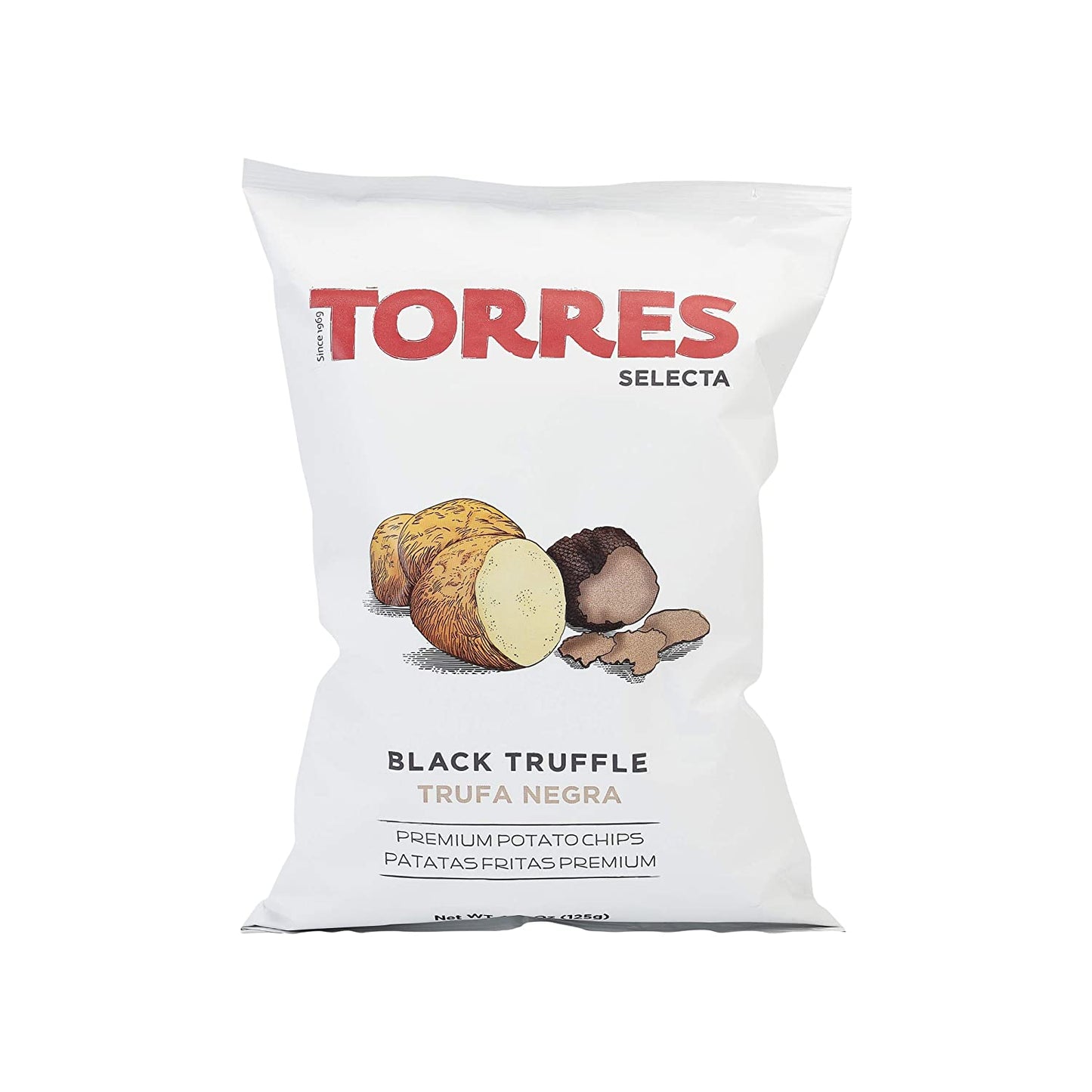 Torres Black Truffle Premium Potato Chips Big Bag (4.41 Oz/125g) [Patatas Fritas Sabor Trufa] - Imported