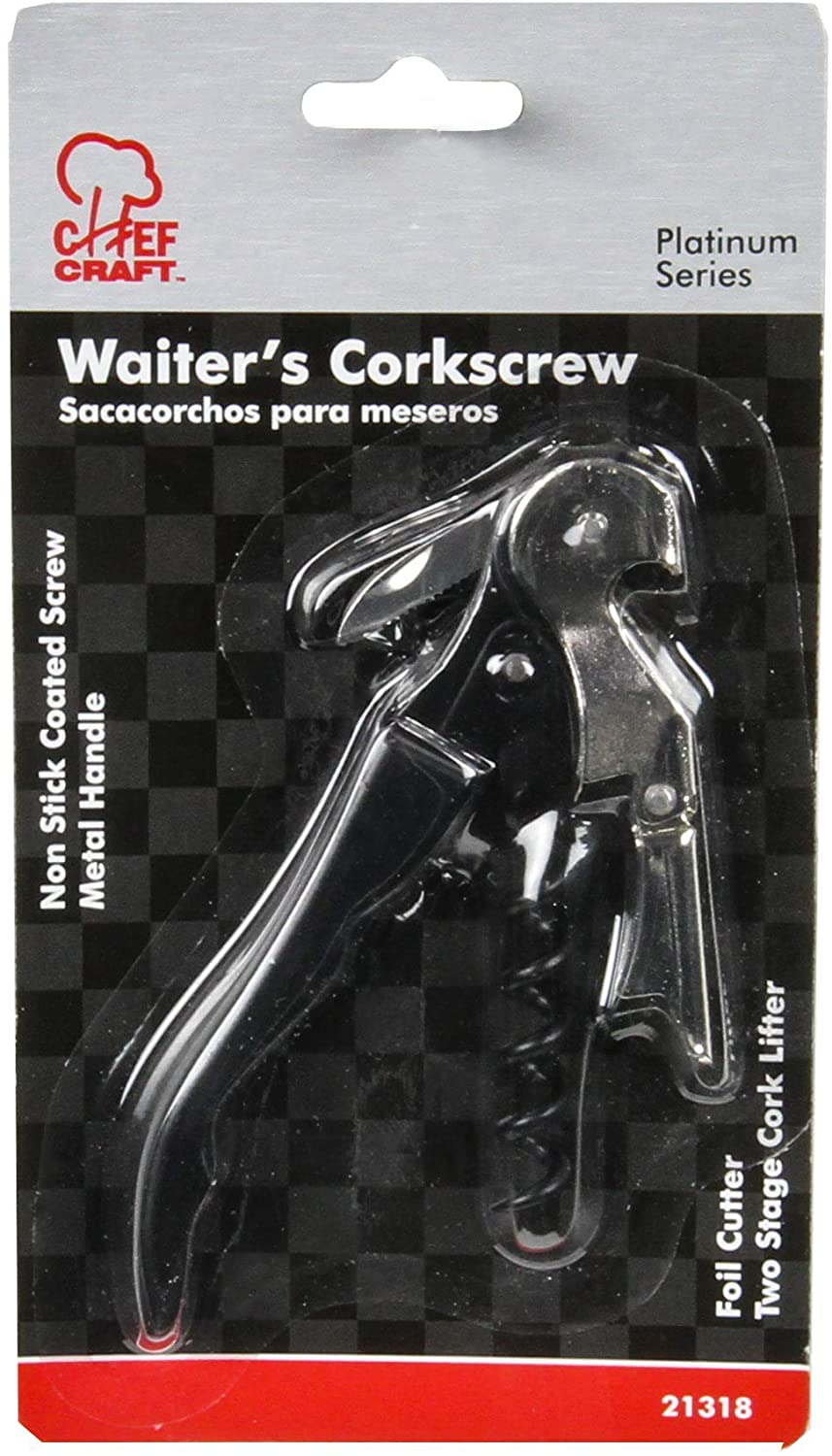 Chef Craft Select Waiter's Corkscrew, 4.5 inch, Stainless Steel/Black