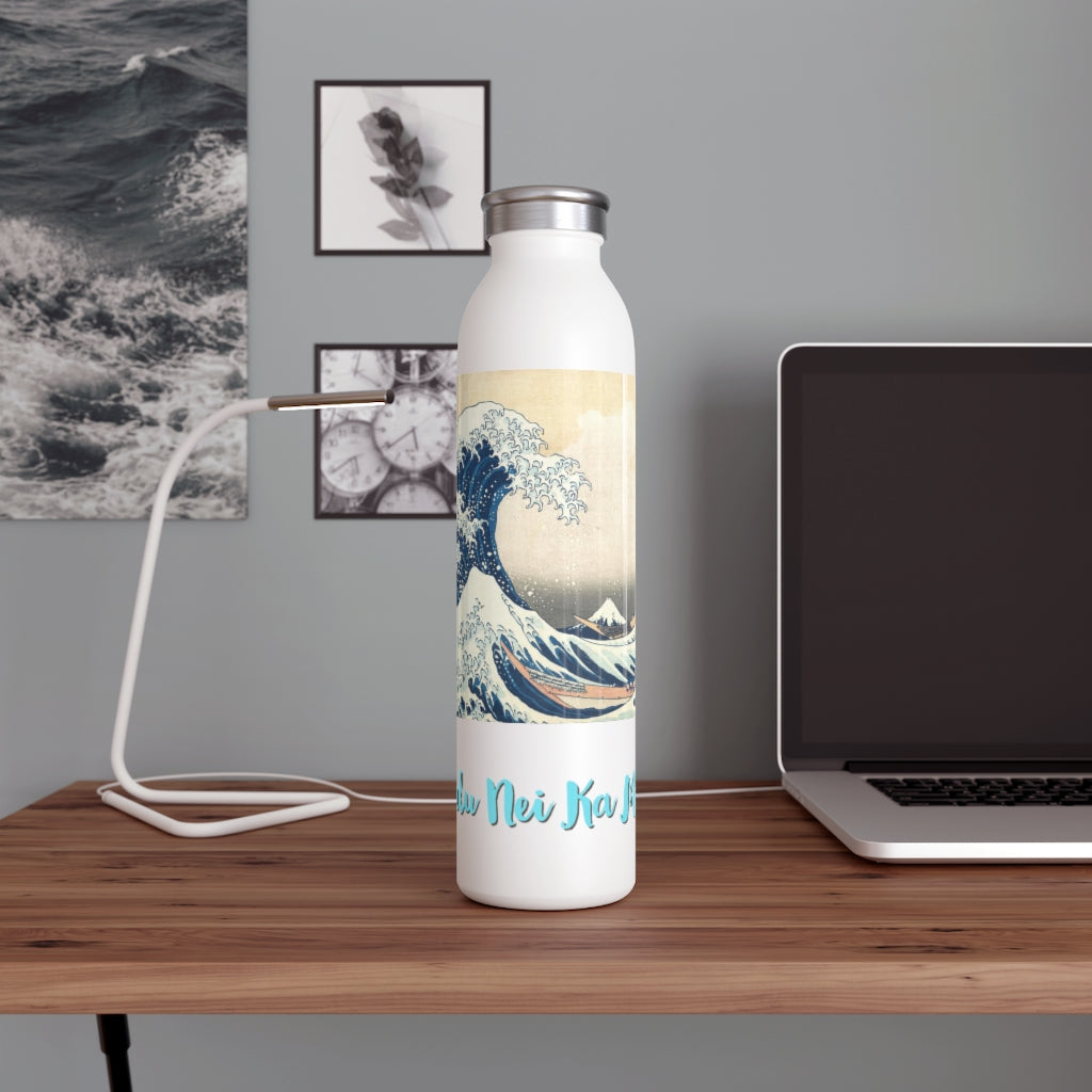 Wave Design Slim Water Bottle (Ke Nalu Nei Ka Moana)